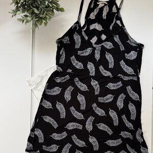 Black Feather Print Women's tank dress size S.